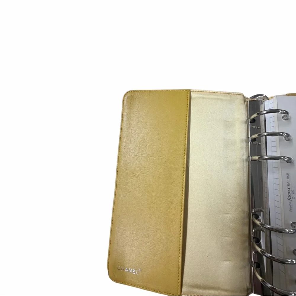 Chanel Vintage Yellow CC Logo organizer planner Book 💛Binder